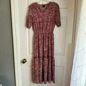 Who What Wear Tiered Floral Purple Dress Boho Flowy Size XS